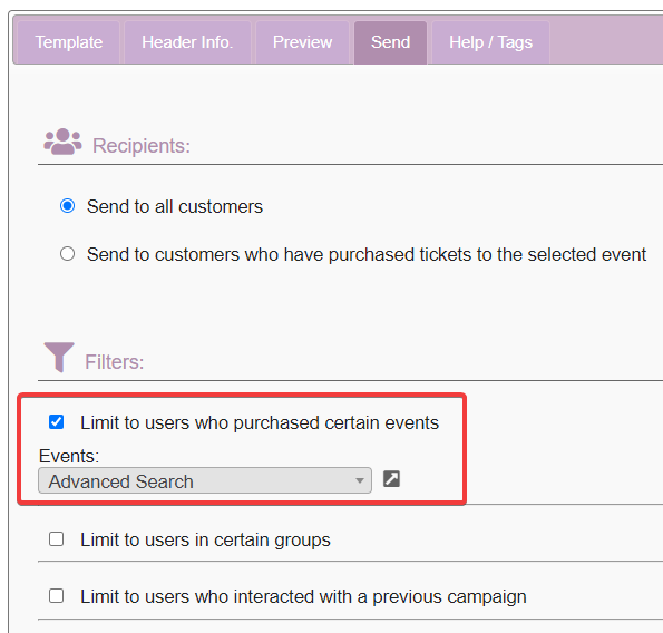 Advanced targeting and filters for mailing list recipients