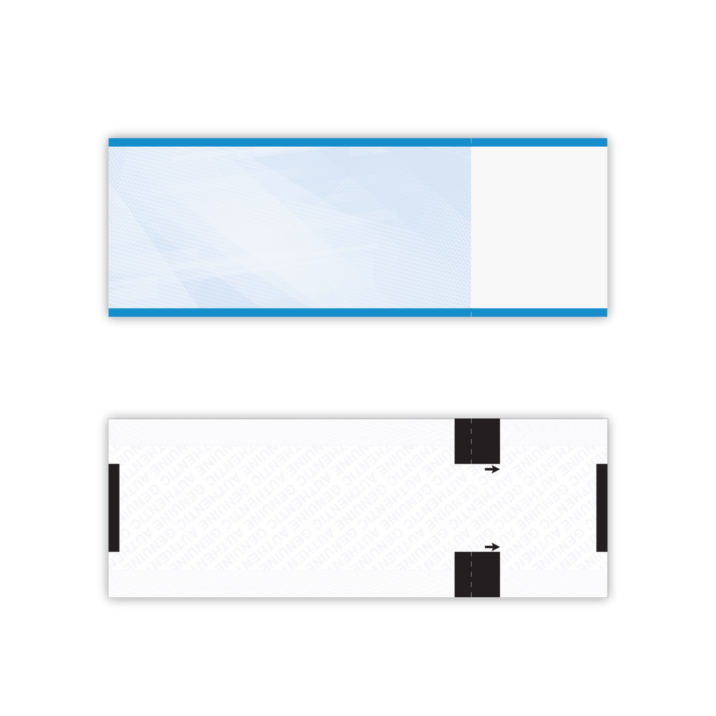 Blue thermal admission ticket stock