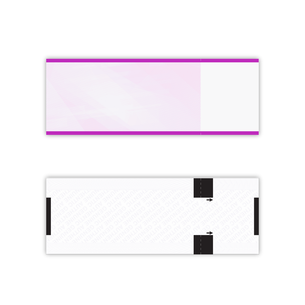 Purple thermal admission ticket stock