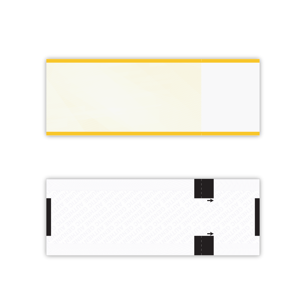 Yellow thermal admission ticket stock
