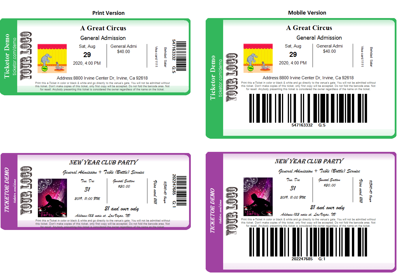 Ticket на английском