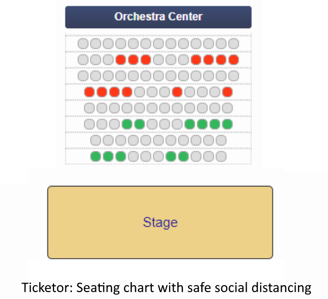 Event seating chart with social distancing due to covid19