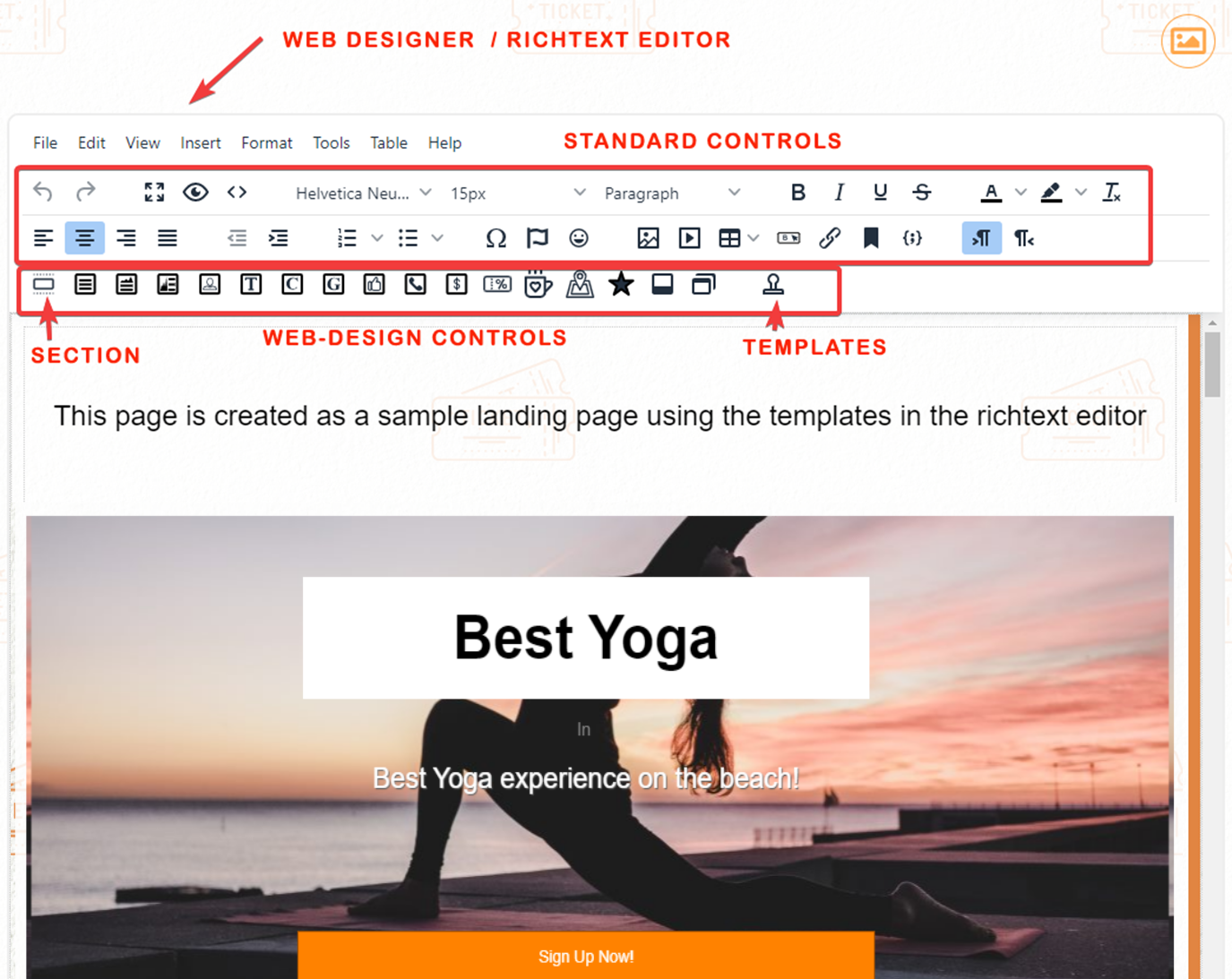 Templates and web controls for web design